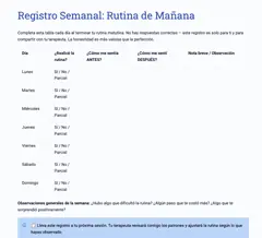 Registro Semanal: Rutina de Mañana