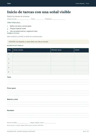 Inicio de tareas con una señal visible